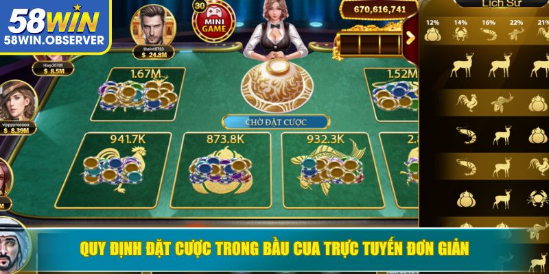 Quy định đặt cược trong Bầu Cua trực tuyến đơn giản