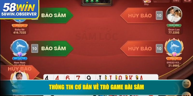 Thông tin cơ bản về trò game bài Sâm